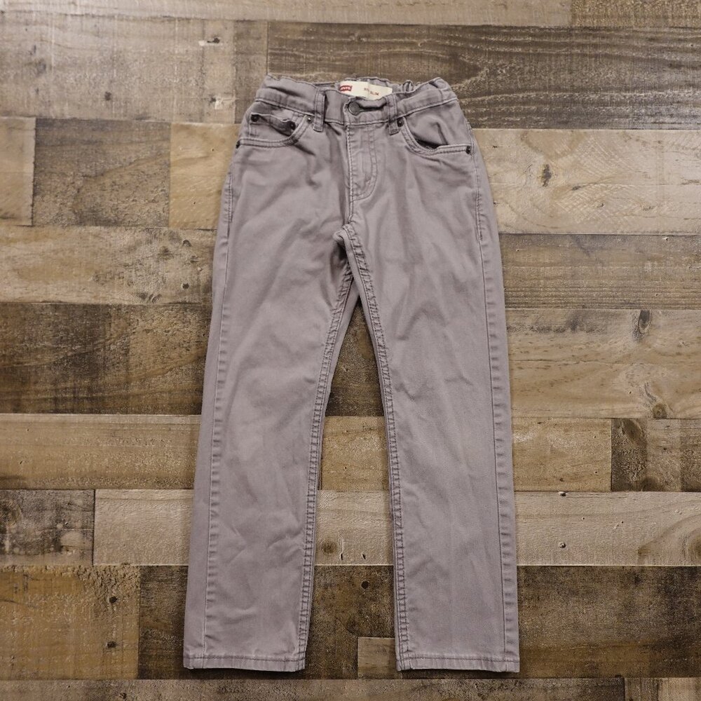 Levi’s 511 Slim Pants Boys 8 Regular Gray Adjustable Waist Stretch Casual